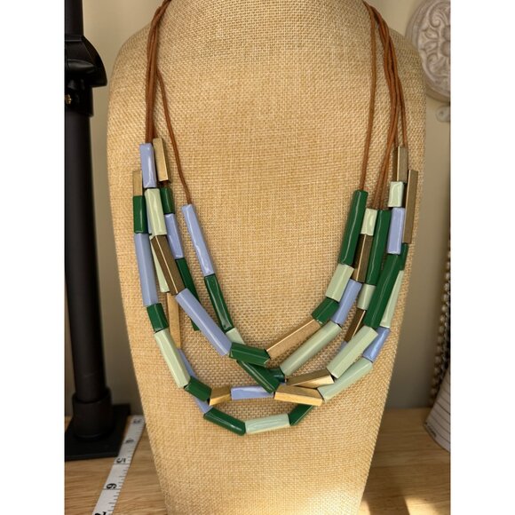 Kate Spade Saturday New York Beaded Confetti Statement Necklace W/ Leather Cord - Picture 4 of 16